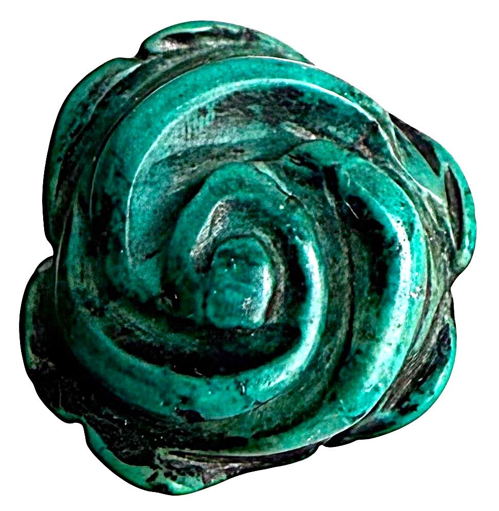 A small division one genuine carved Malachite Rose button