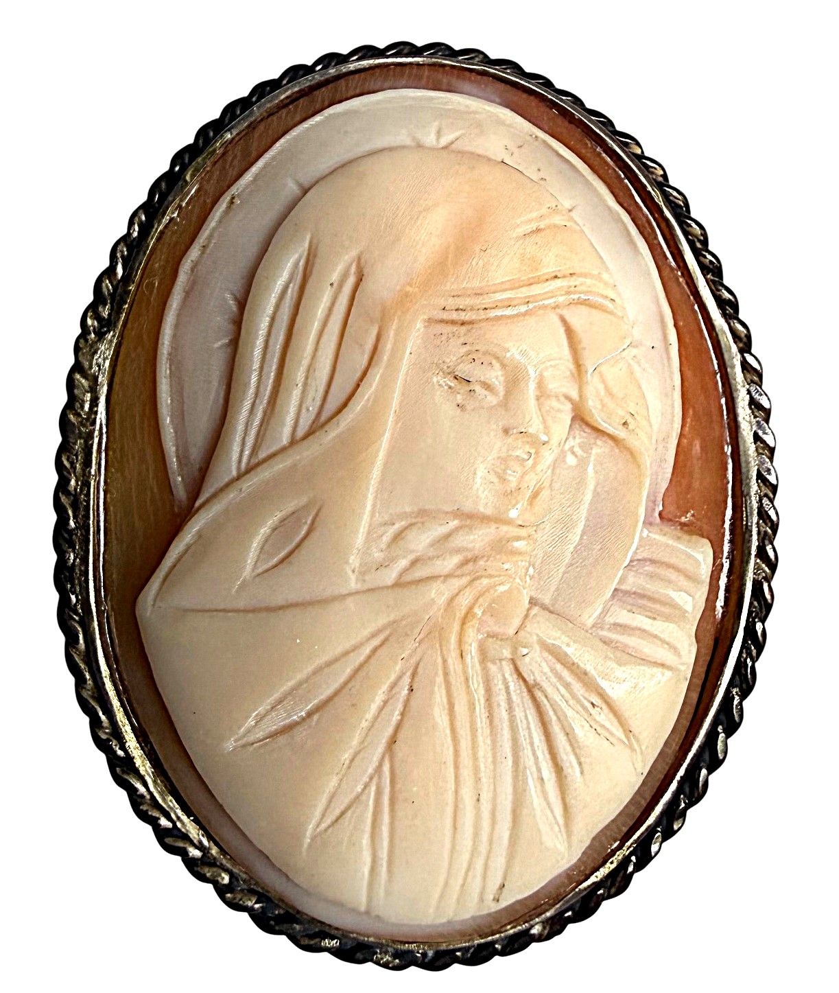 A beautiful large 19th century Helmet shell carved Cameo button.