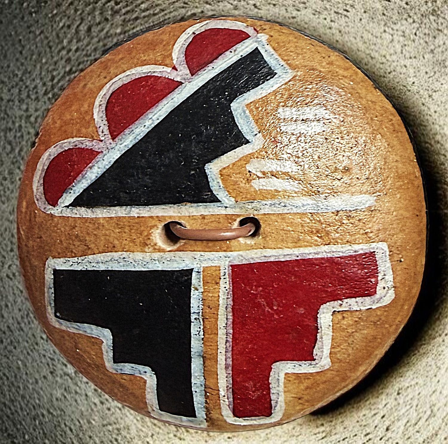 An unusual large 1930's Zia Pottery button