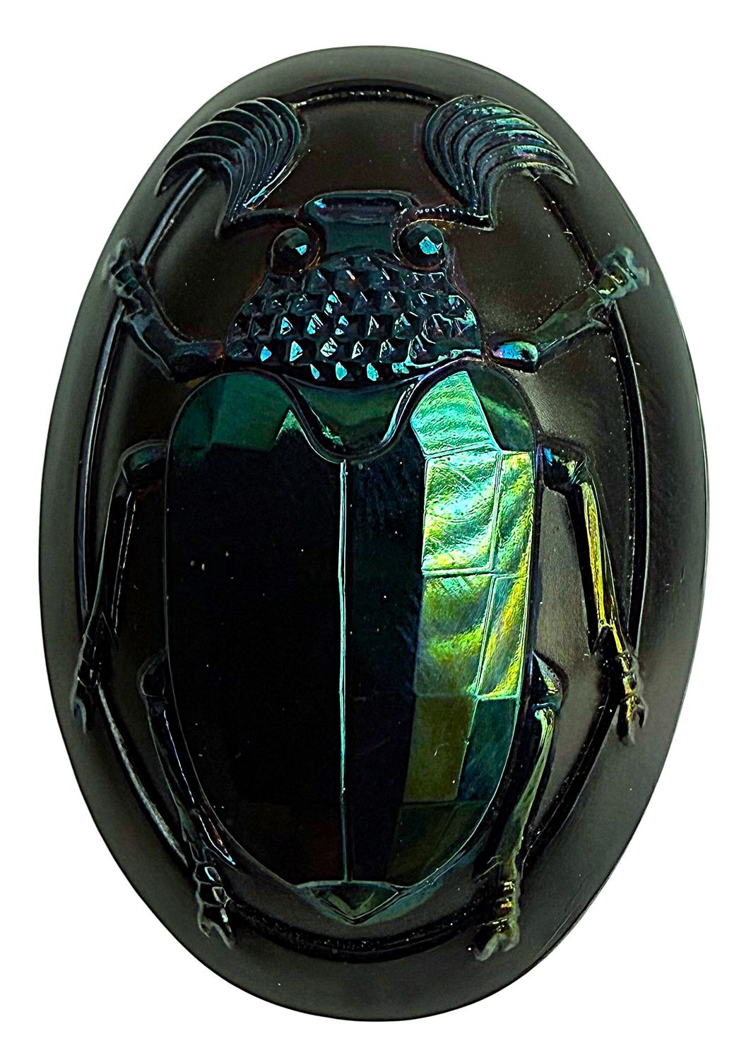 A large oval Black Glass Beetle Scarab button
