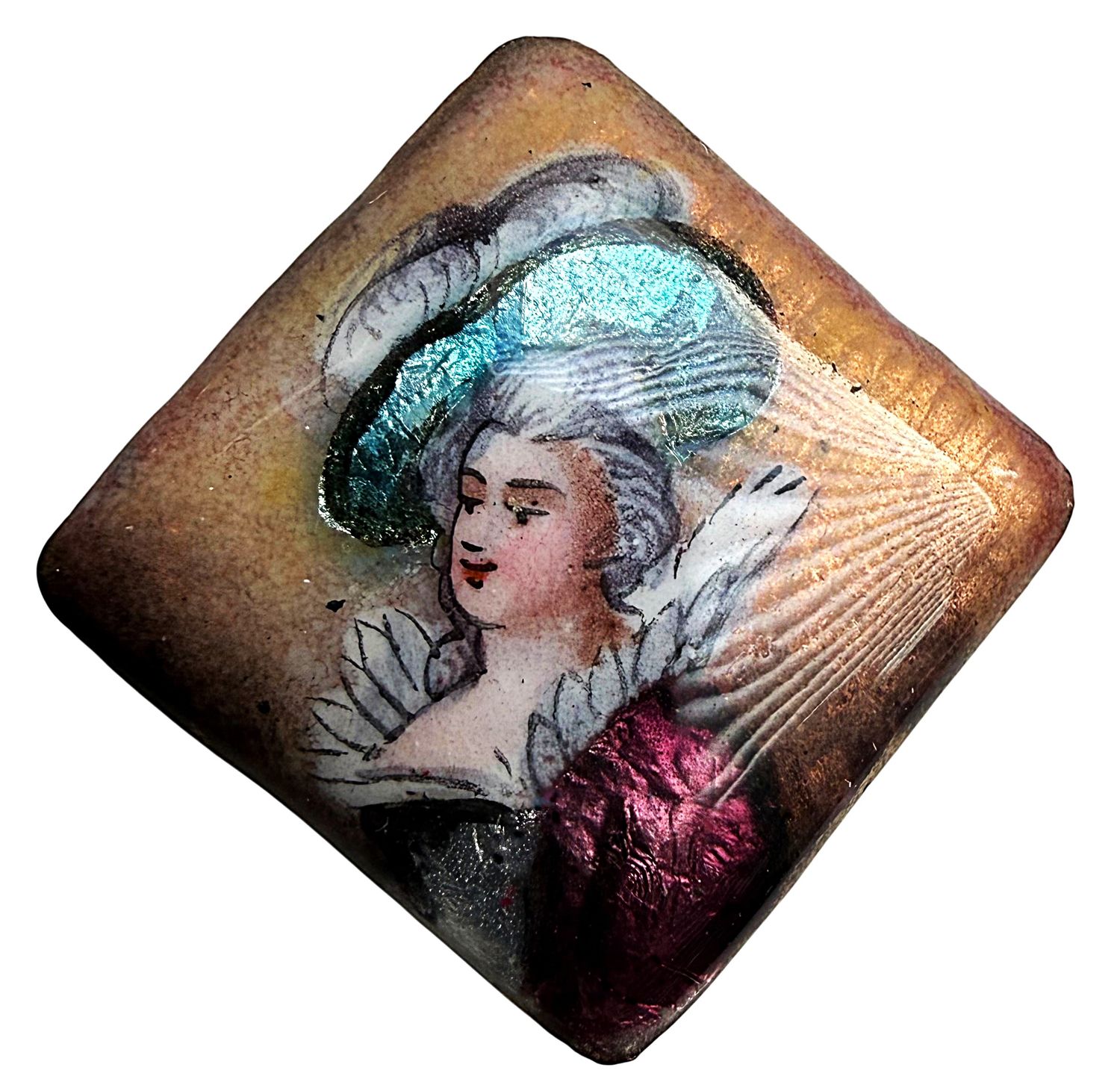 An exquisite Medium size French foil enamel in a scarce shape