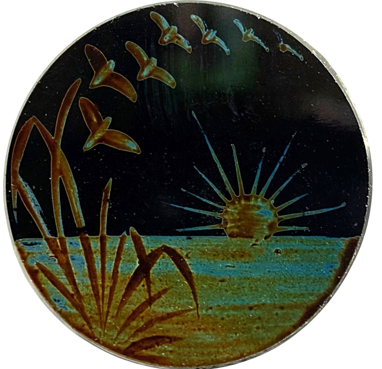 A very rare large division one black glass button