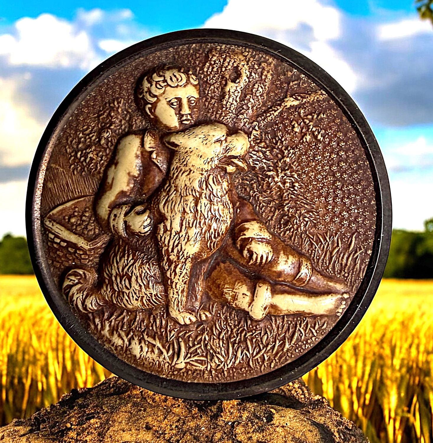 A large division one pictorial Ivoroid button