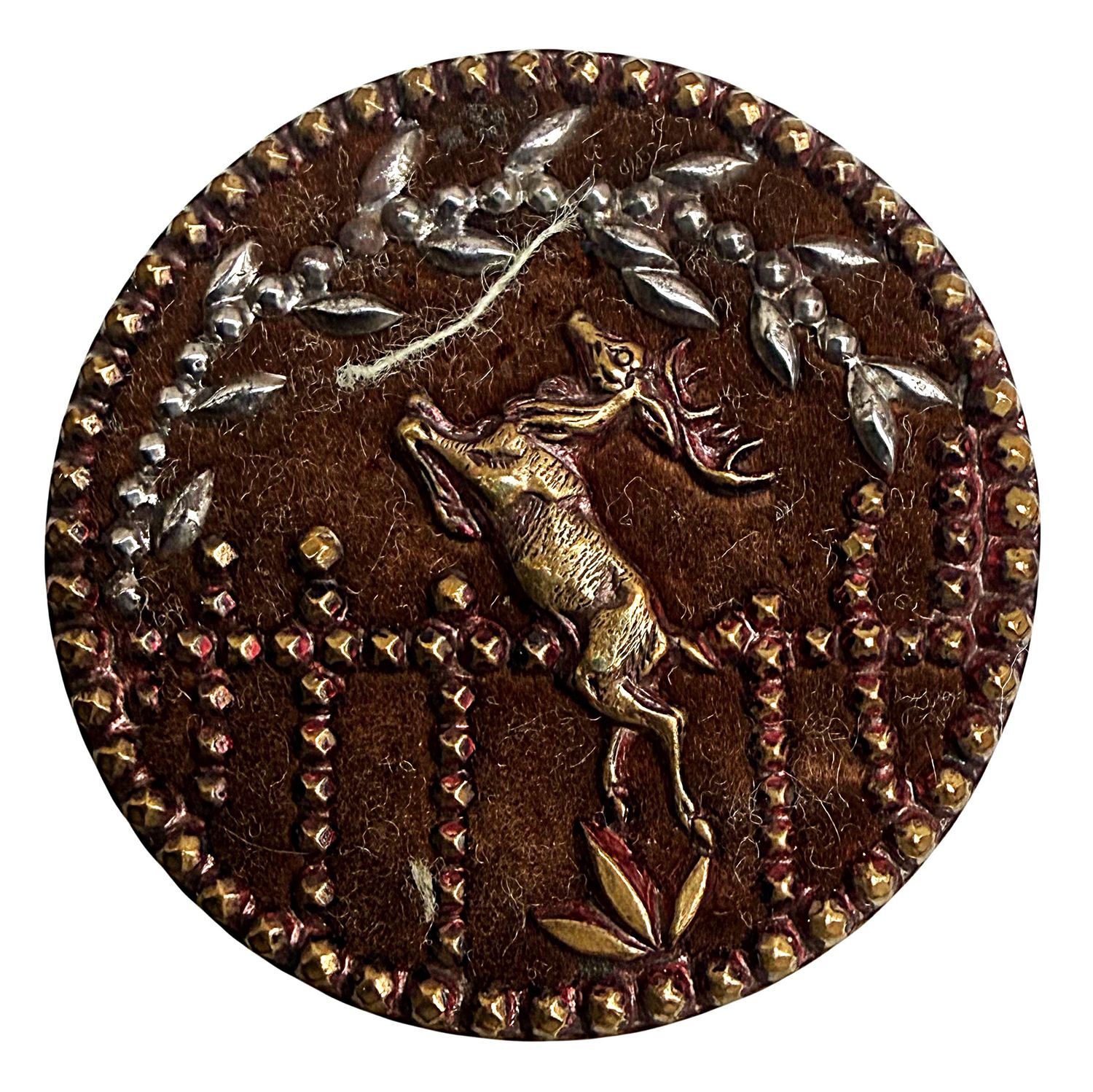 A nice large 19th cenrtury pictorial velvet background button