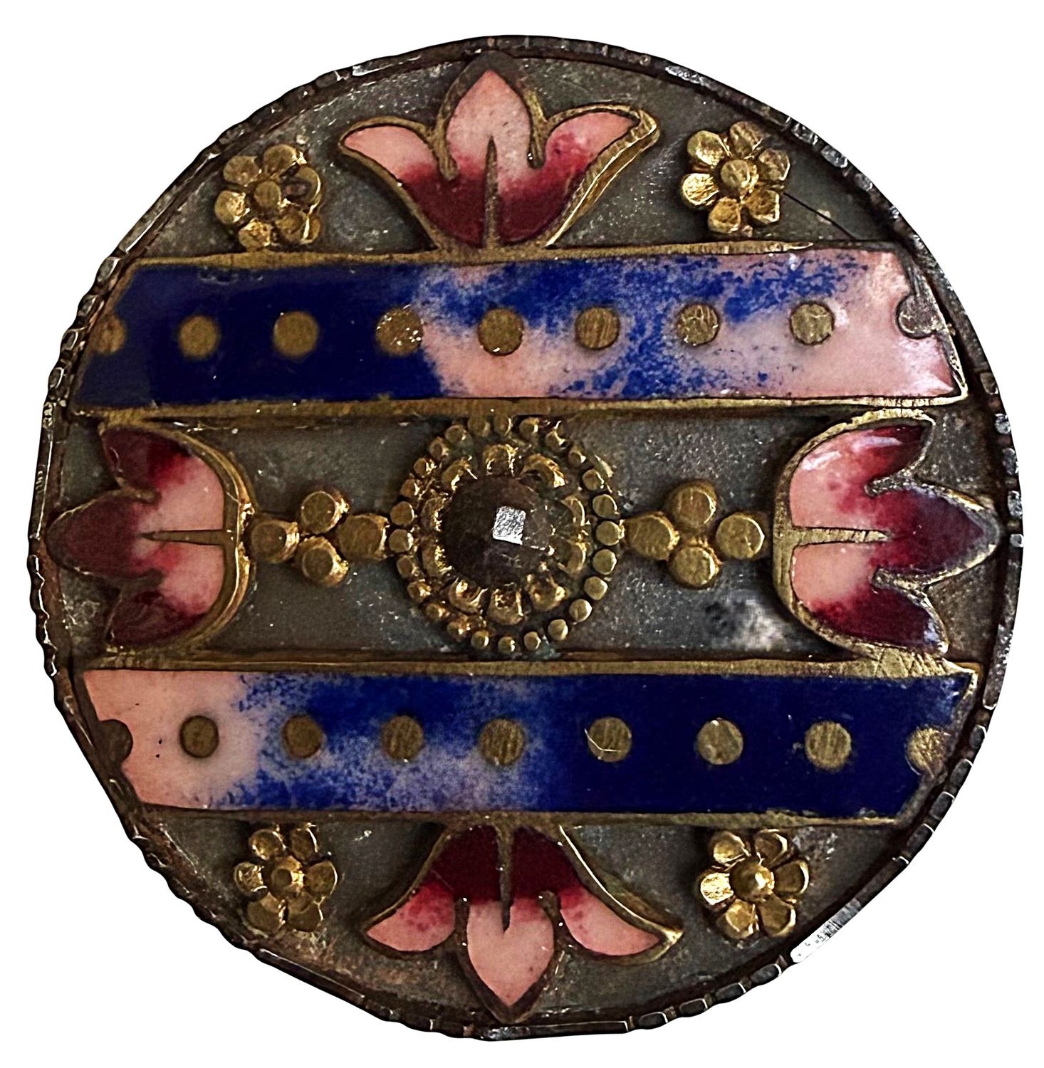 A large division one enameled steel cup button