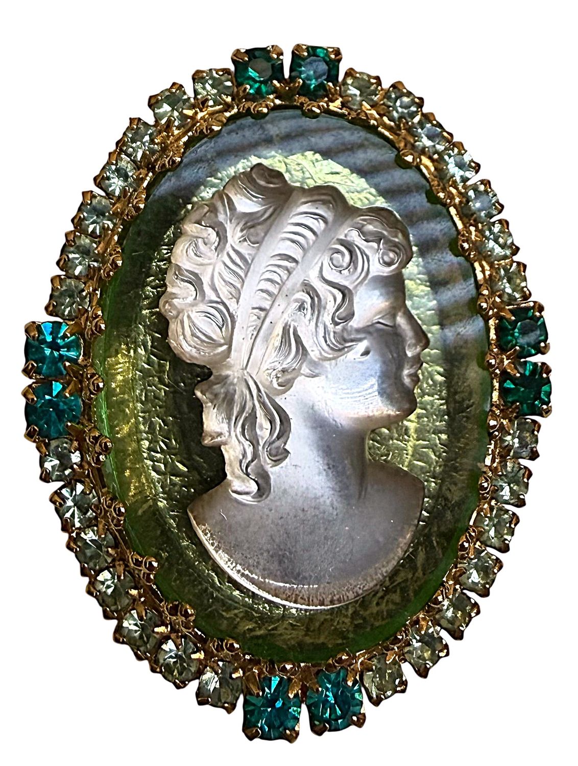 A vintage 20th century glass in metal button