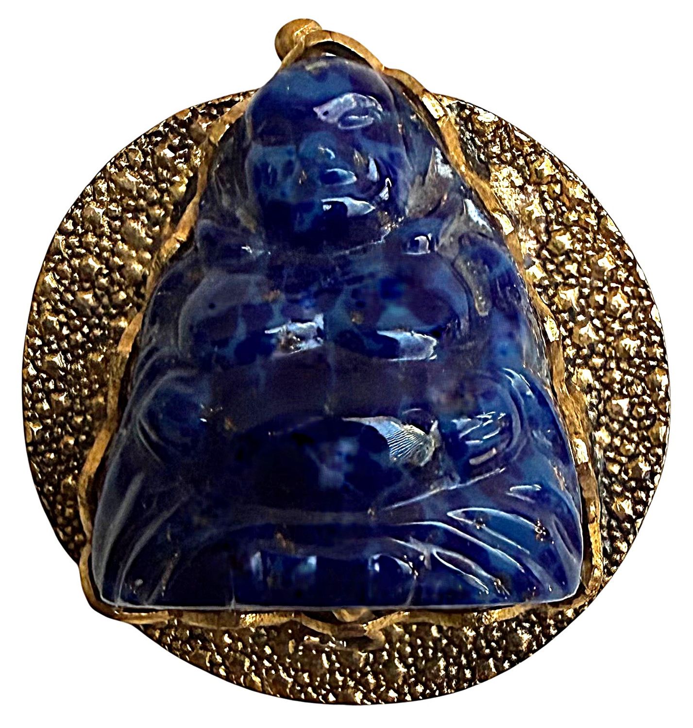 A division one carved Lapis stone in metal button