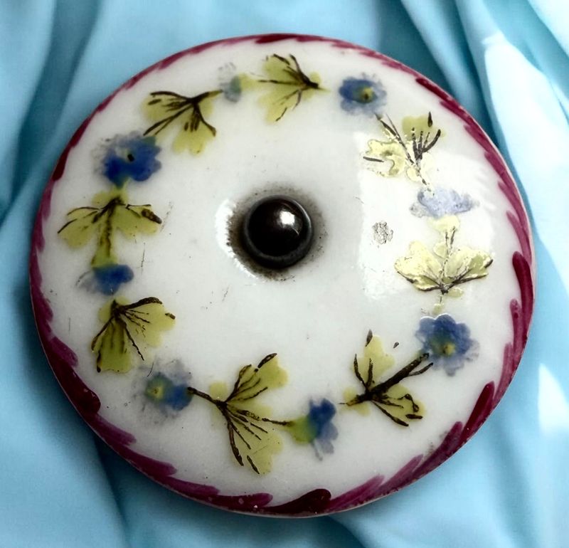A medium size colorful 18th century porcelain button!