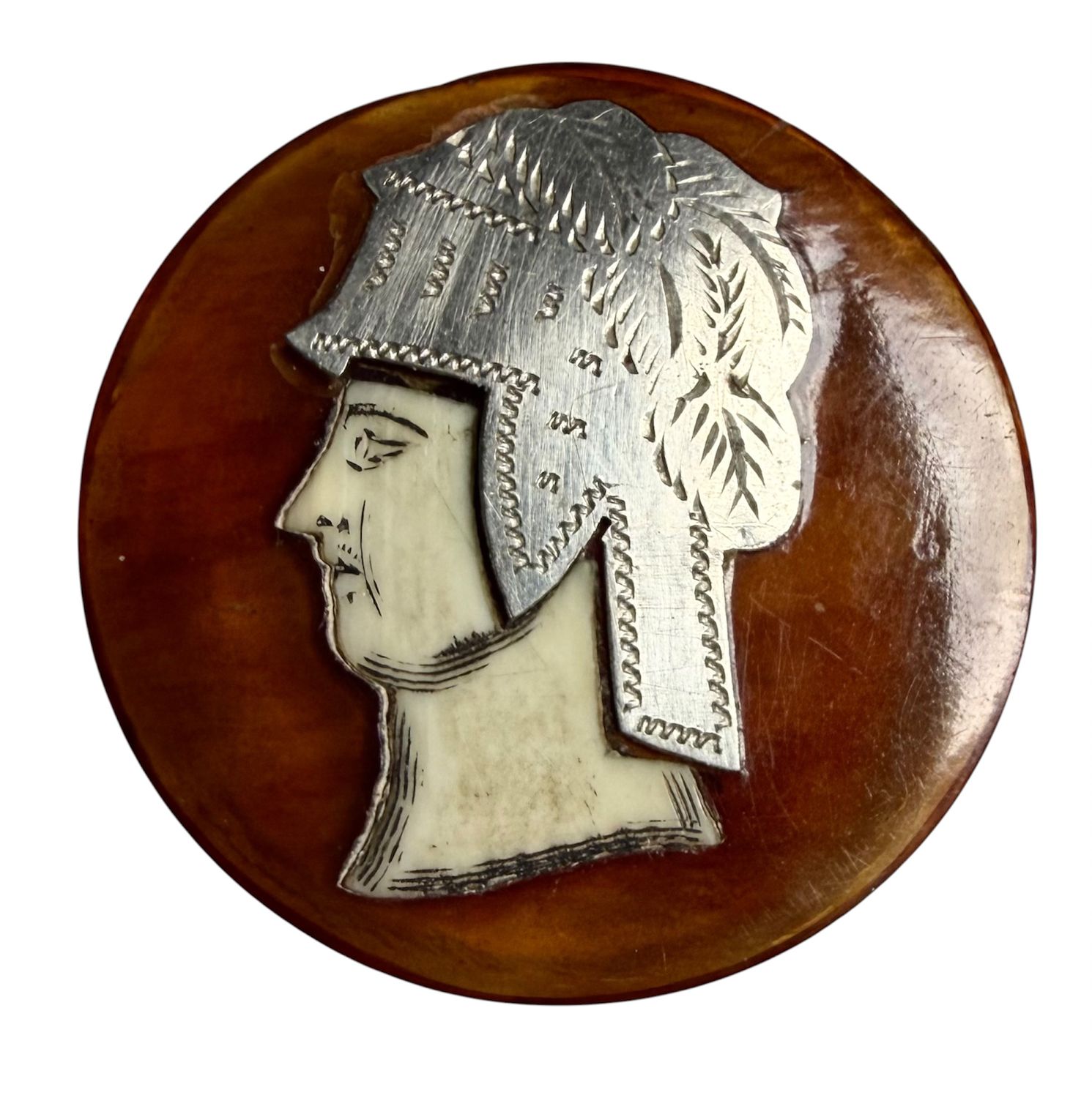 A fantastic inlayed pictorial HORN button!