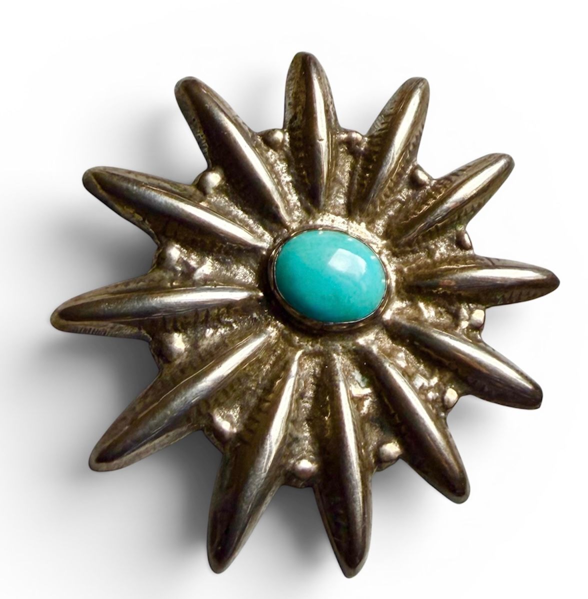 A large American southwest Indian silver button!