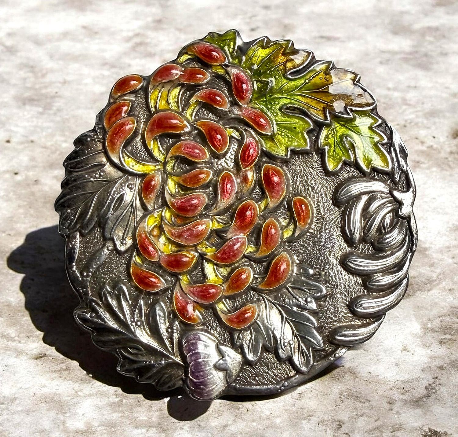 A 19th century Japanese silver and enamel button!