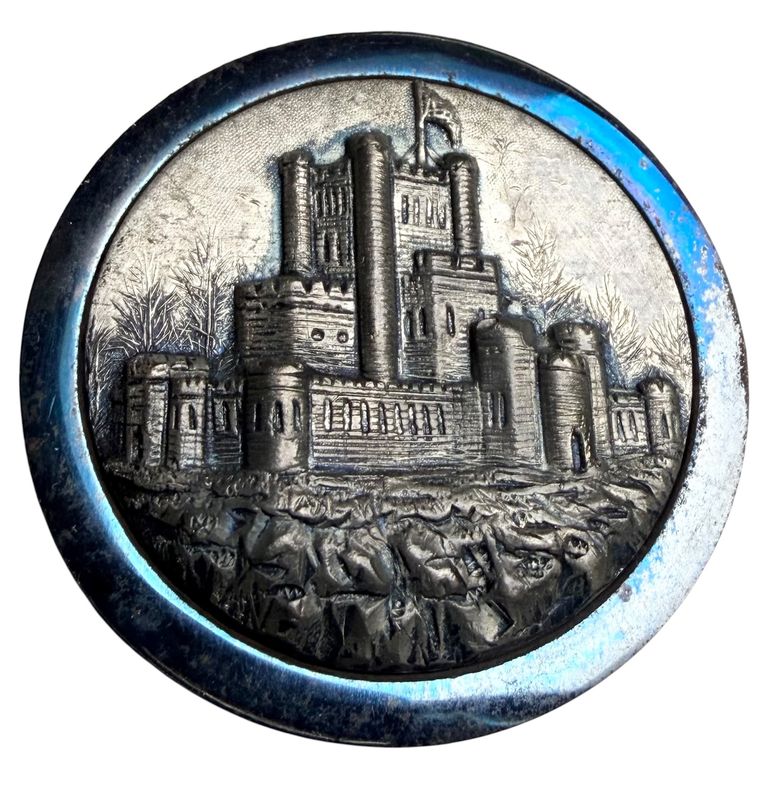 A large steel Cup Architectural scene button!