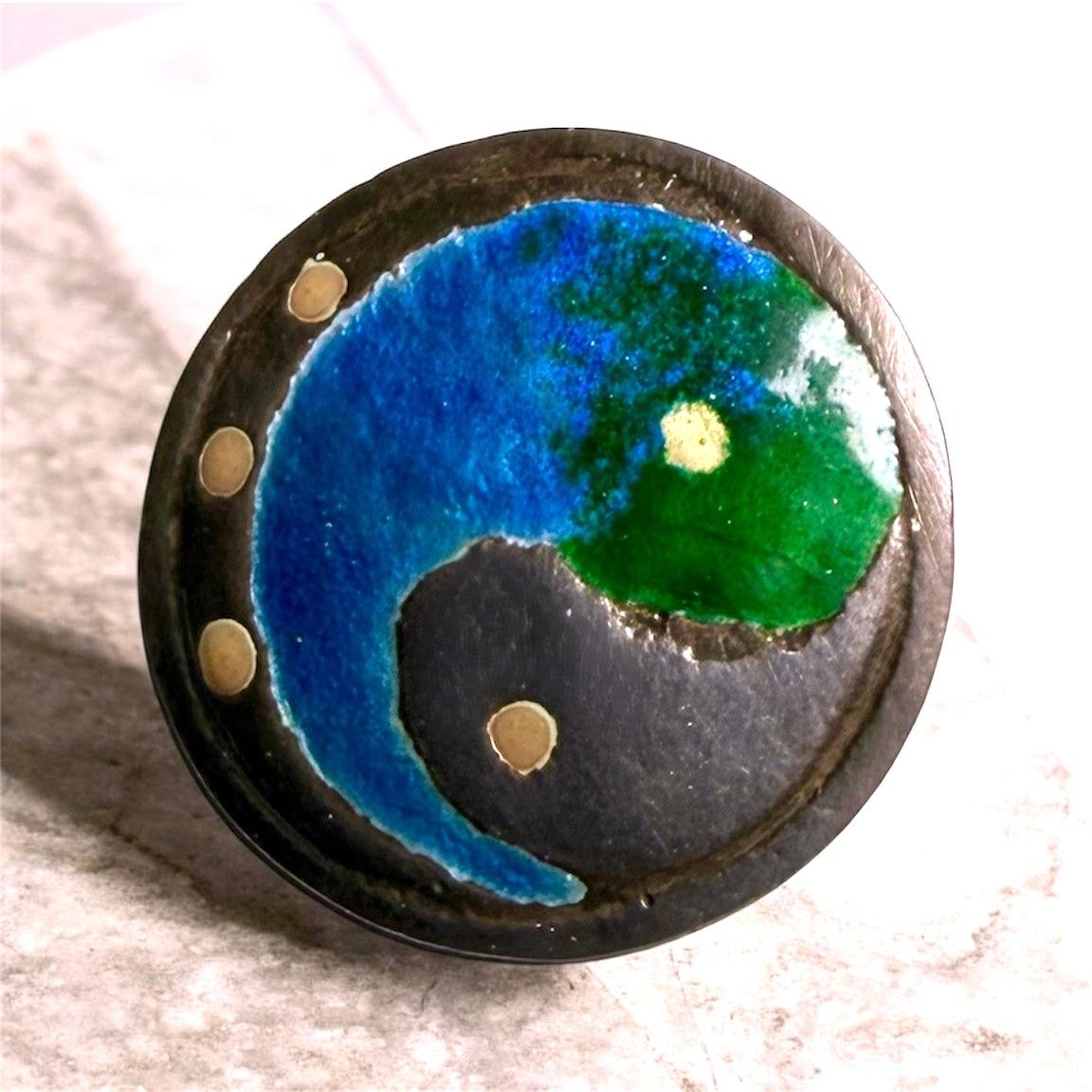 A medium  size Arts and Crafts enamel button!