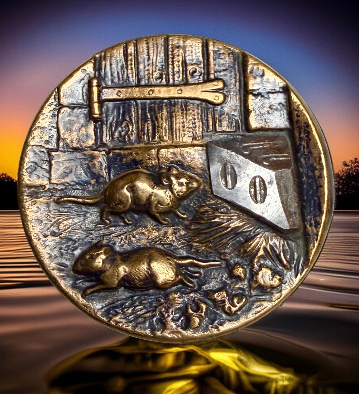 A fare division one pictorial brass and steel button!