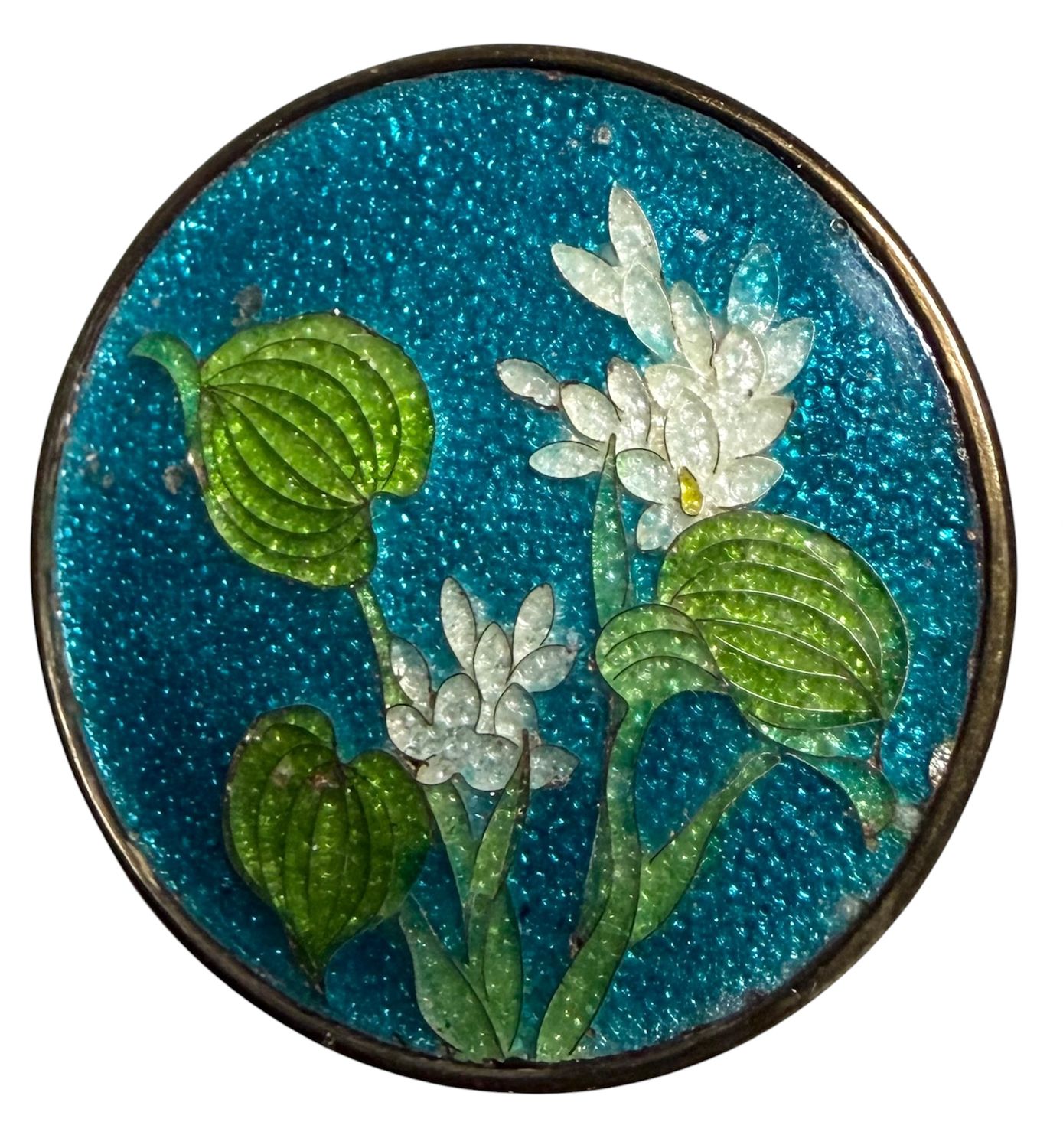A RARE color Gin Bari enamel button