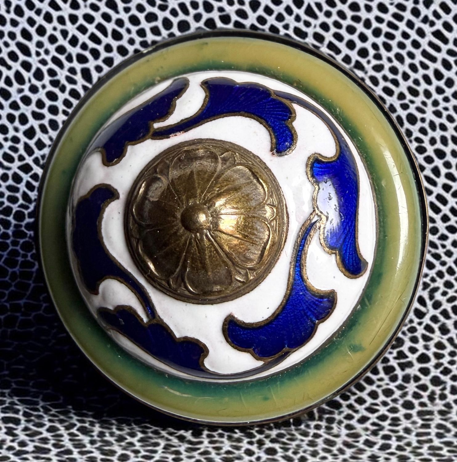 A large 19th century Asian enamel and Horn button!