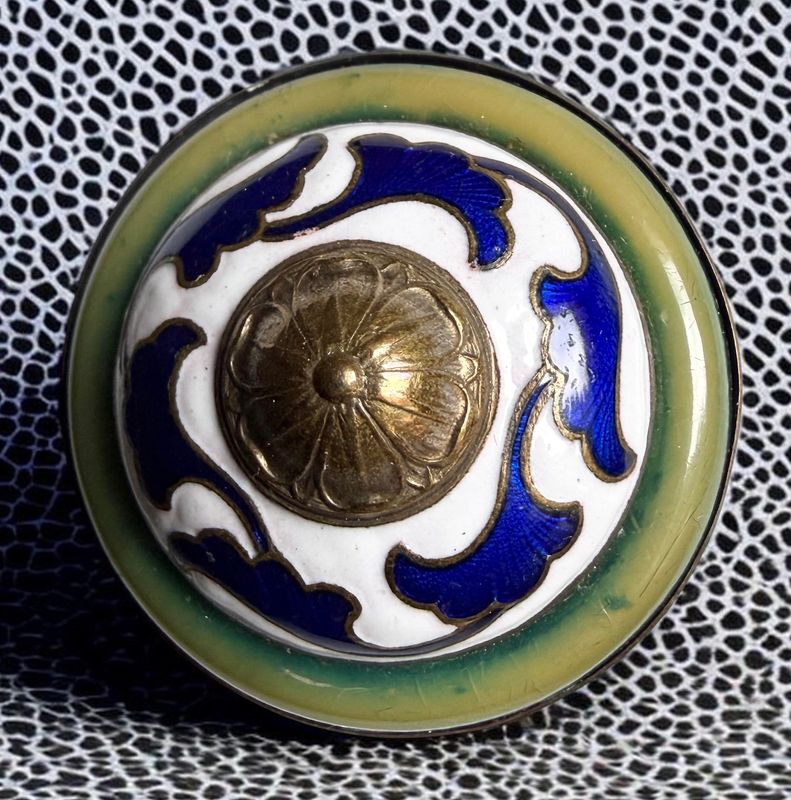 A large 19th century Asian enamel and Horn button!