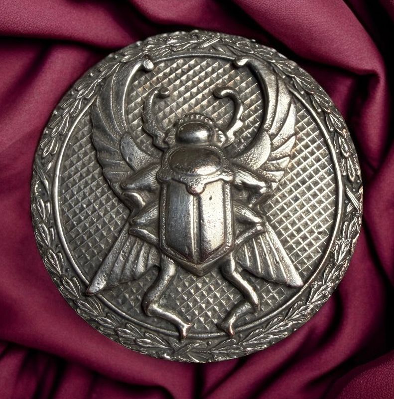 A wonderful silvered detailed Scarab Beetle button!