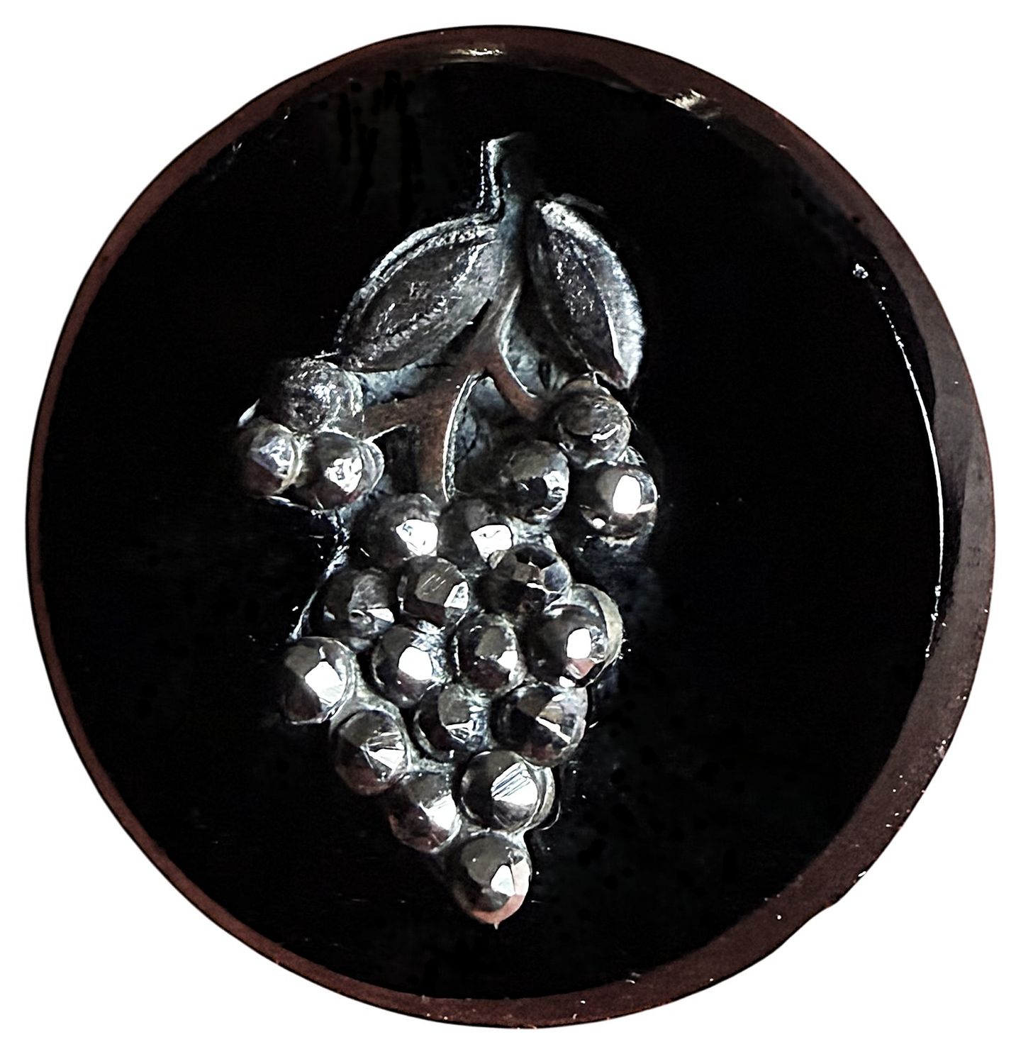 A large medium black glass wafer button!