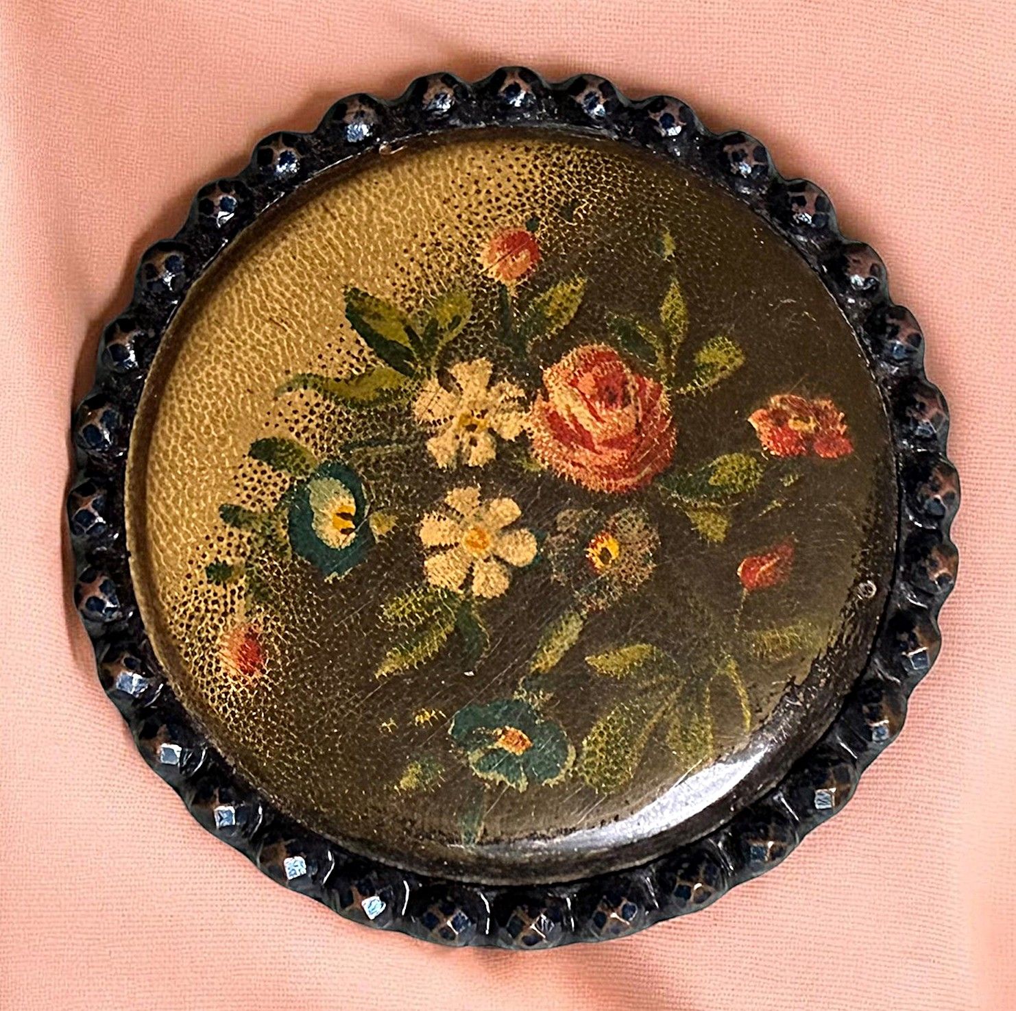 A large Victorian Era celluloid shield button!