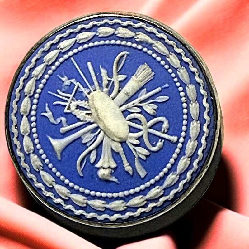 A WONDERFUL MEDIUM SIZE 19TH CENTURY JASPERWARE BUTTON!