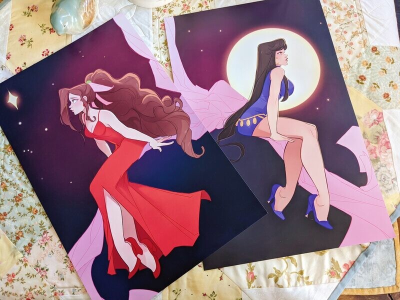 FFVII: Wall Market Nights- Aerith and Tifa Prints