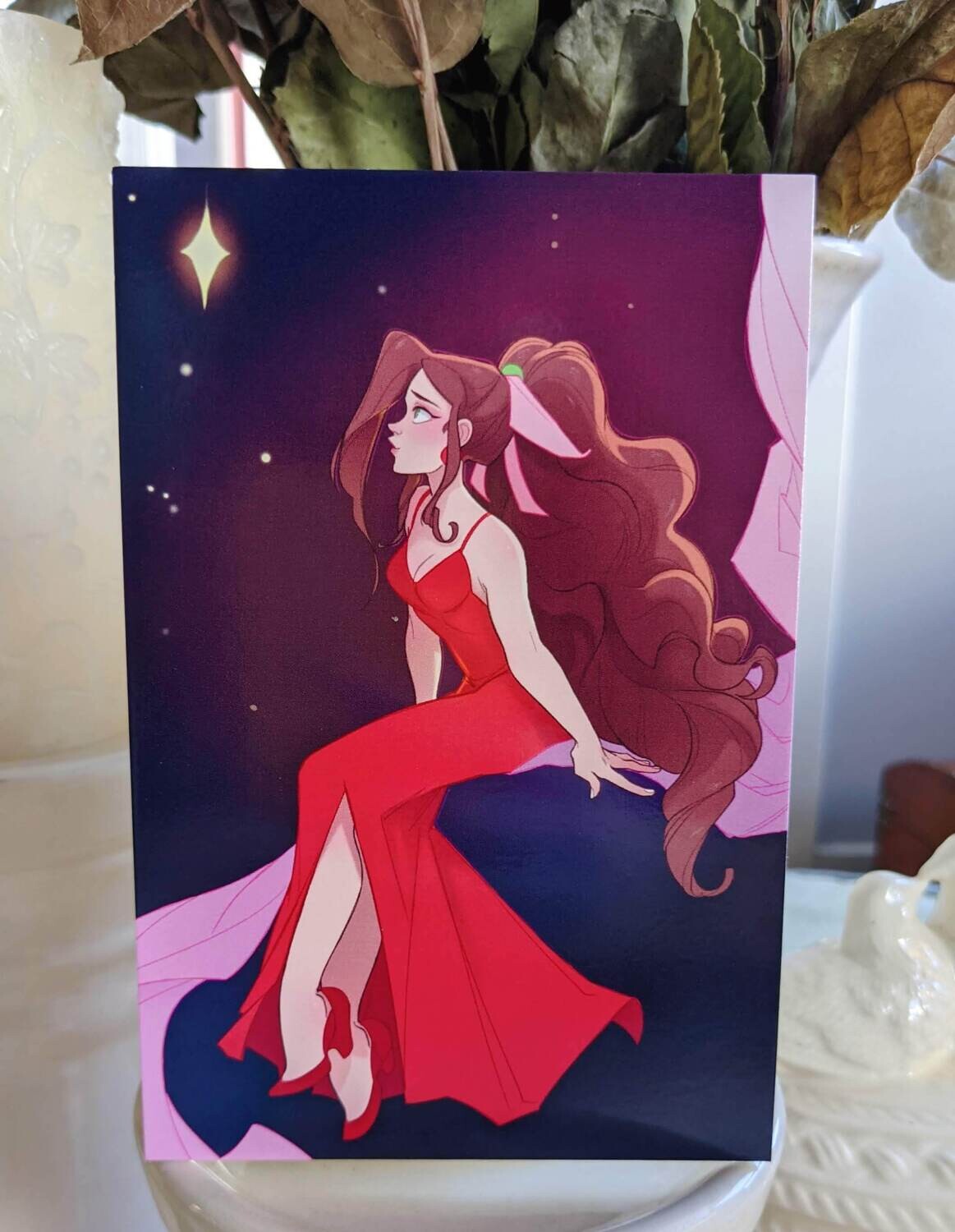 FFVII: Wall Market Nights- Aerith and Tifa Prints, Options: Aerith 4x6 Gloss