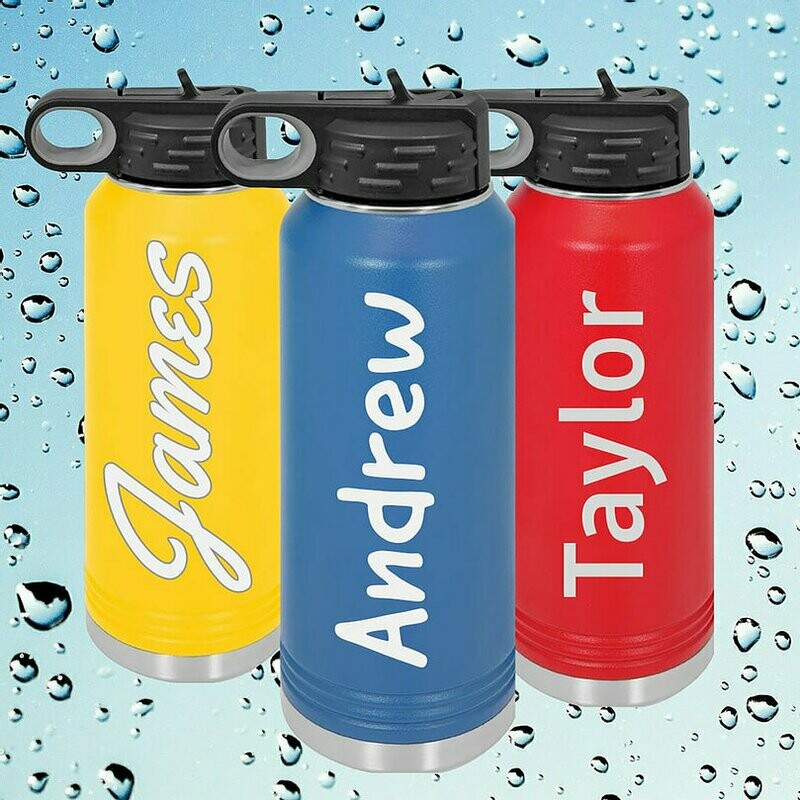 Personalized Water Bottles 32oz with Flip-Top Lid and Straw