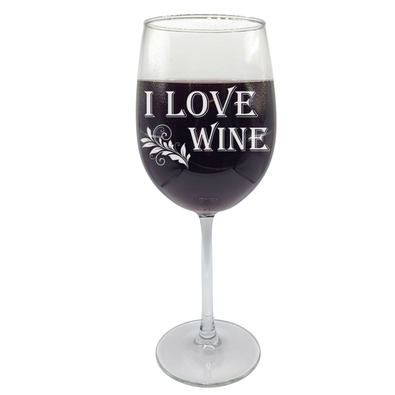 Personalized 16. oz Wine Glass - Vine Design