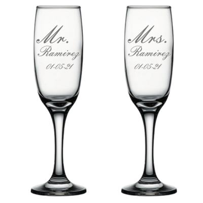 Personalized Wedding Champagne Flutes (Set of 2)