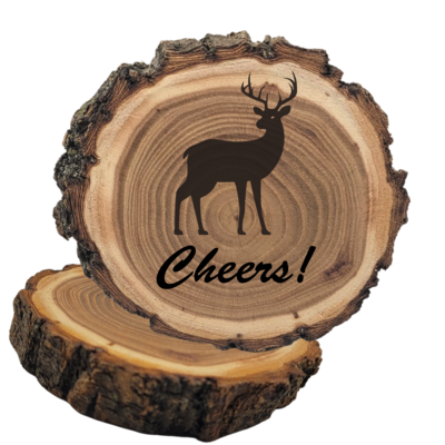 Personalized Log Coaster | Set of 2 | Fully Customizable (Wood)