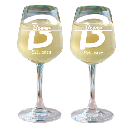 Personalized 8.5 oz. Wine Glass | Fully Customizable Designs | Clear Glass | Letter Theme