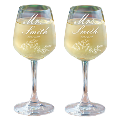 Personalized 8.5 oz. Wine Glass | Fully Customizable Designs | Clear Glass | Wedding Theme