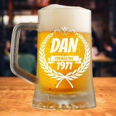 Personalized 22.oz Beer Mug | Coat of Arms Design | Clear Glass | Custom Made | Perfect for wedding gifts, anniversaries, birthday gifts, or graduation Personalized 22.oz Beer Mug | Coat of Arms Design | Clear Glass | Custom Made | Perfect for wedding gifts, anniversaries, birthday gifts, or graduation
