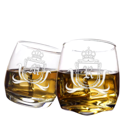 Personalized Rocking Whiskey Glasses | Set of 2| | 9.5 Fluid Oz. | Fully Customizable | Gifts for him, for her, weddings, groomsmen, bridesmaid, birthday, anniversary