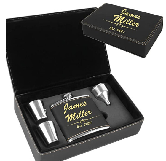 Personalized Leatherette Flask Set