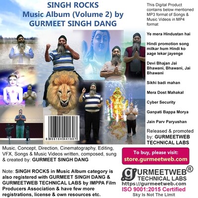 SINGH ROCKS Music Album (Volume 2) by GURMEET SINGH DANG