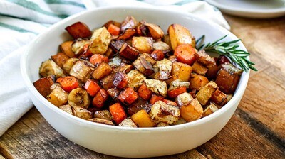 Roasted Root Vegetables with Fresh Herbs & Dried Cranberries