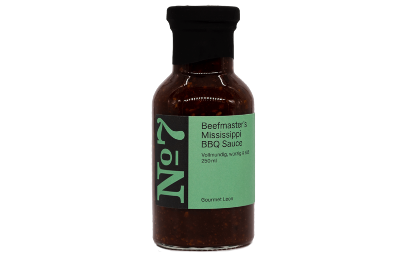 Gourmet Leon Beefmasters Mississippi BBQ Sauce NO. 7. Vollmundig, würzig & süß, 250 ml Flasche (Grundpreis 30 EUR / 1 L)