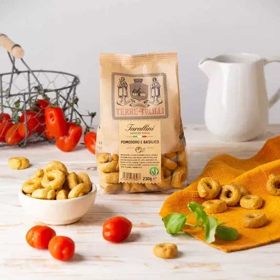 Tarallini Pugliesi Tomate und Basilikum, 230 g    Grundpreis 24,50 € / 1KG