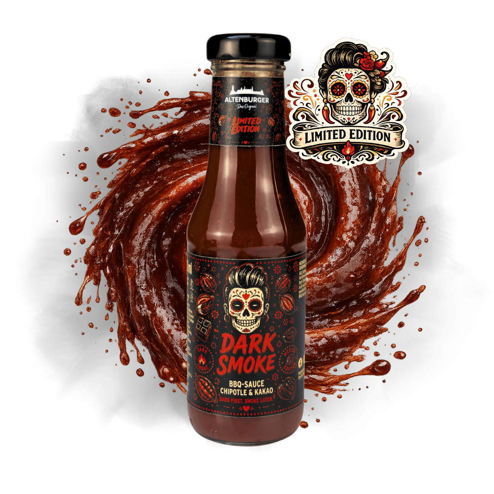 Limited Edition BBQ Sauce Chipotle & Kakao - DARK SMOKE in Flasche, 320 ml (15,31 €/Liter) Limited Edition BBQ Sauce Chipotle & Kakao - DARK SMOKE in Flasche, 320 ml (15,31 €/Liter)