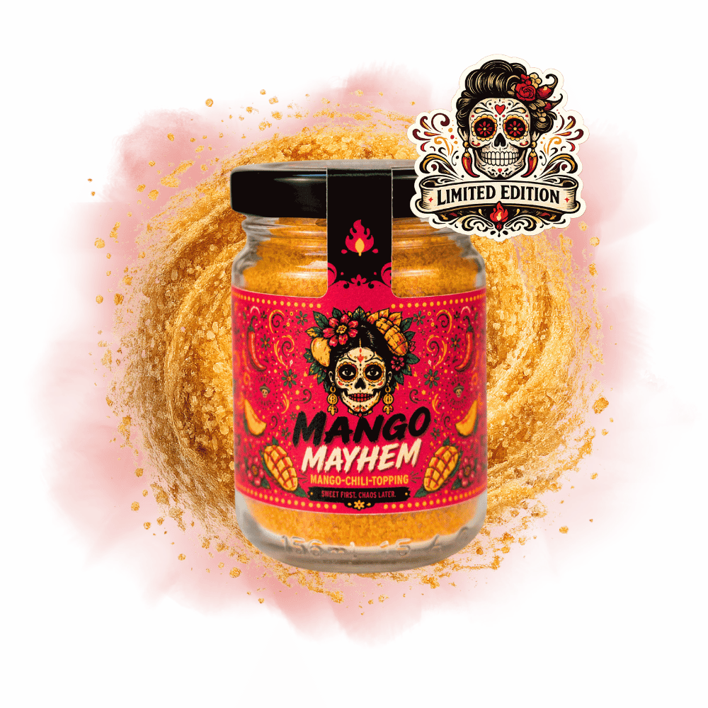 Limited Edition, Mango Chili Topping - MANGO MAYHEM, 100 g (35,00 €/Kilogramm) Limited Edition, Mango Chili Topping - MANGO MAYHEM, 100 g (35,00 €/Kilogramm)