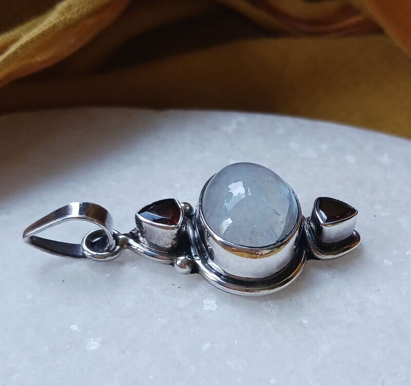 Moonstone and Garnet Pendant  (Only 1 Available)