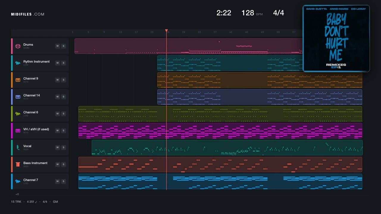 Baby Don't Hurt Me - David Guetta &amp; Anne-Marie &amp; Coi Leray (MIDI individual tracks)