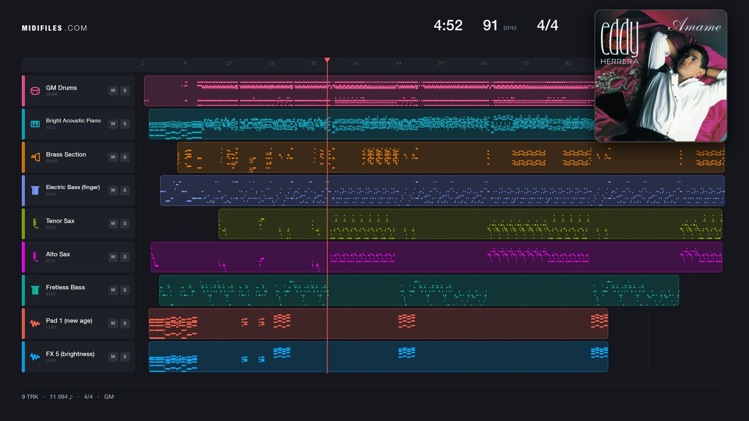 Carolina - Eddie Herrera (MIDI individual tracks)