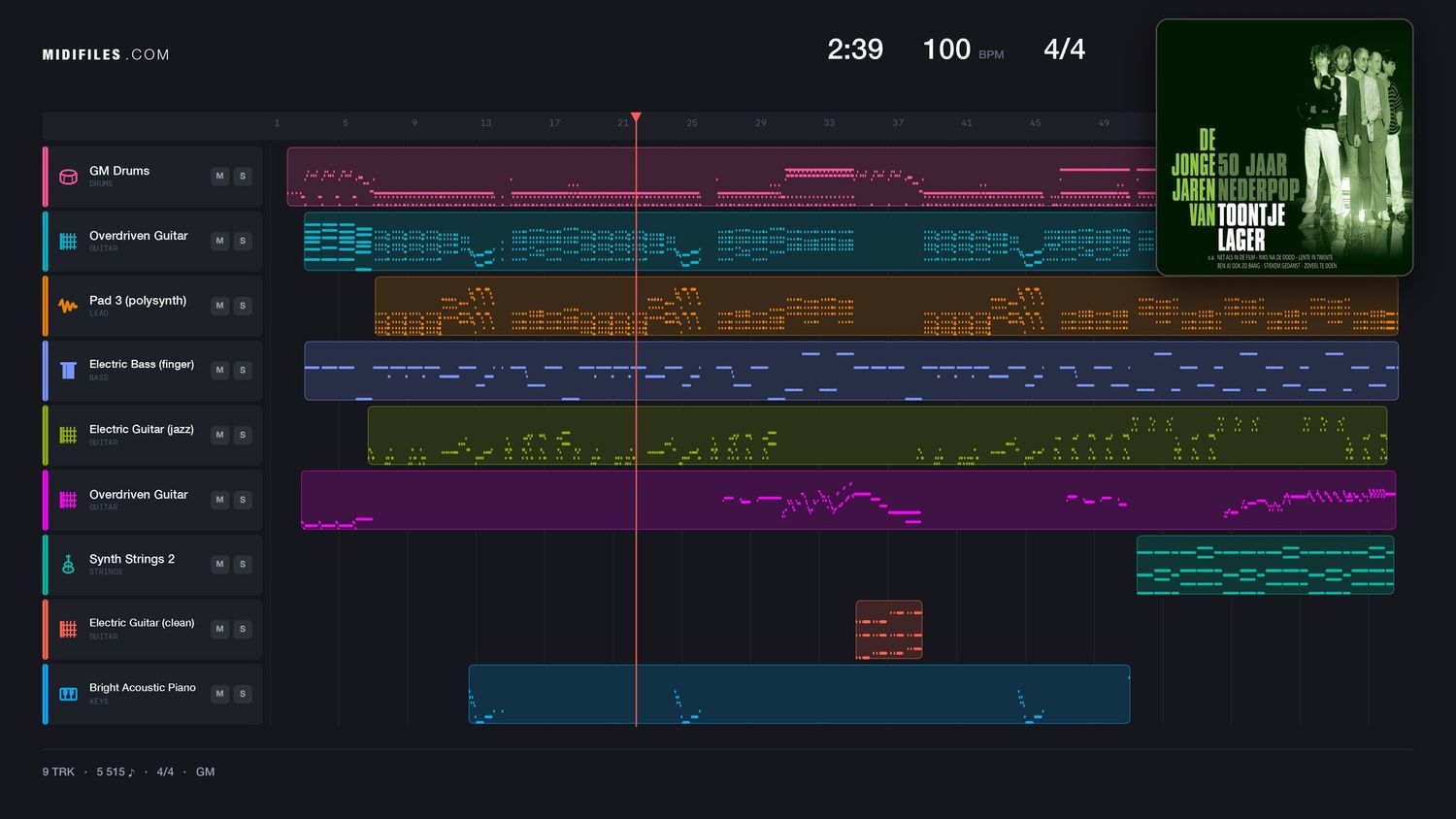 Ben Jij Ook Zo Bang - Toontje Lager (MIDI individual tracks)