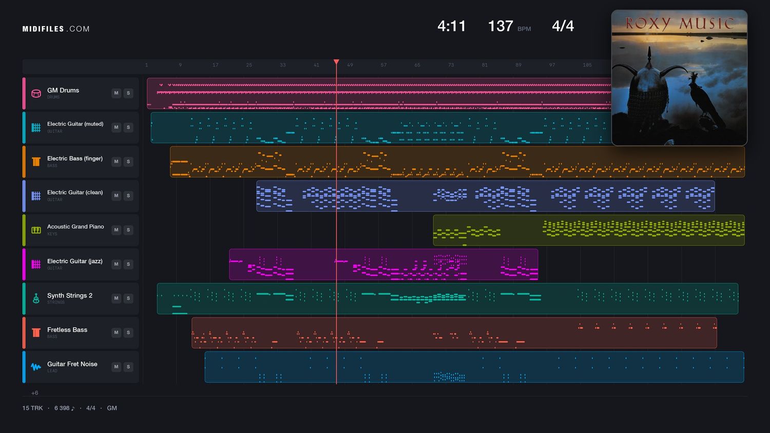 Avalon - Roxy Music (MIDI individual tracks)