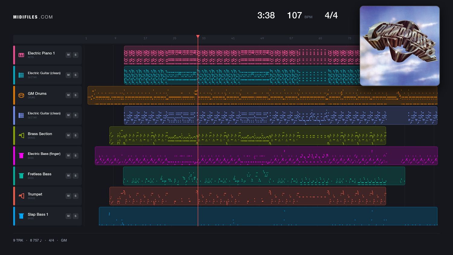 Brickhouse - Commodores (MIDI individual tracks)
