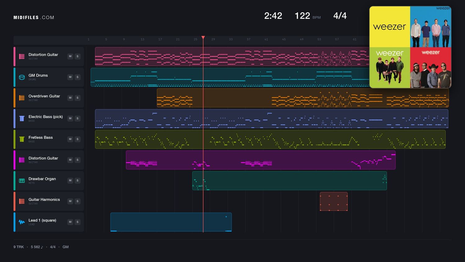 Buddy Holly - Weezer (MIDI individual tracks)