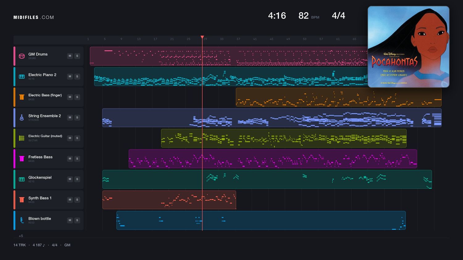 Colors Of The Wind (pocahontas) - Vanessa Williams (MIDI individual tracks)